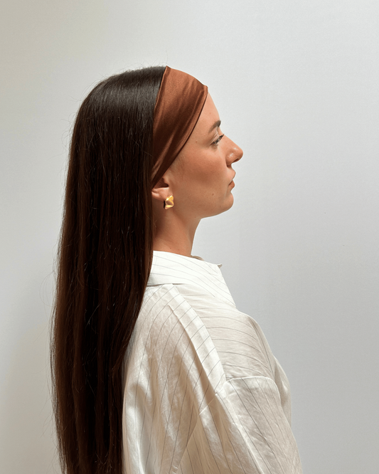 LE BANDEAU BRUN EN SATIN DE SOIE