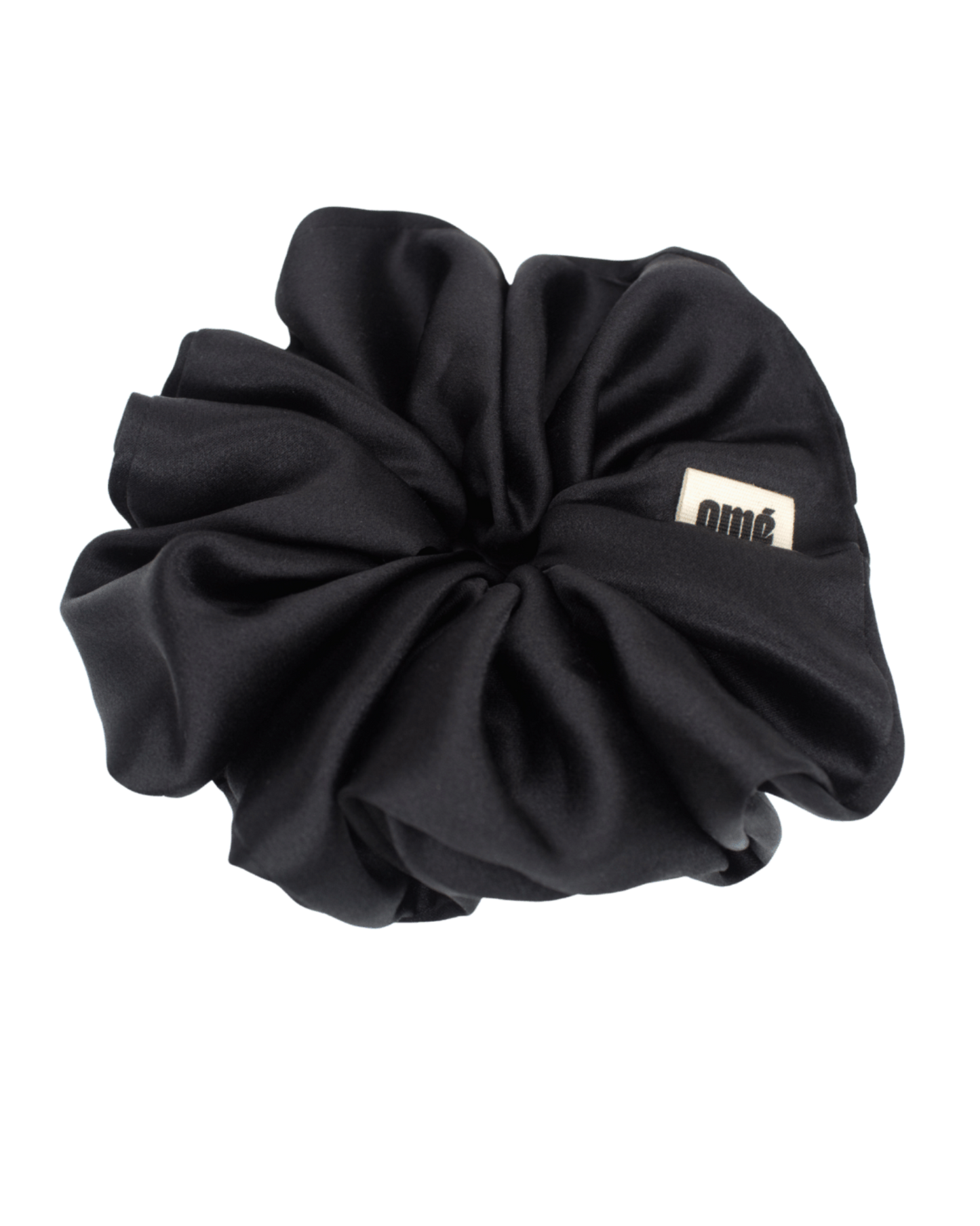 BLACK SILK SATIN SCRUNCHIE