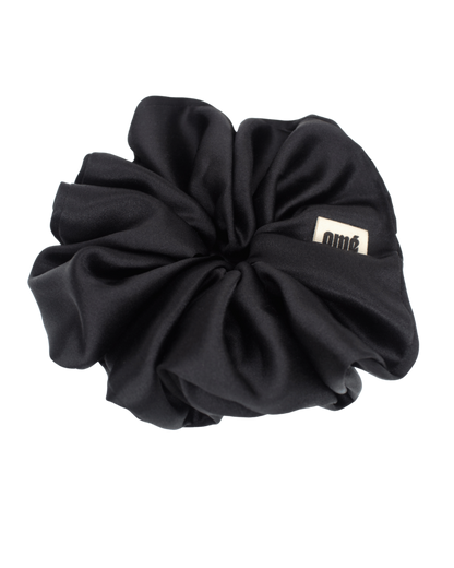 BLACK SILK SATIN SCRUNCHIE