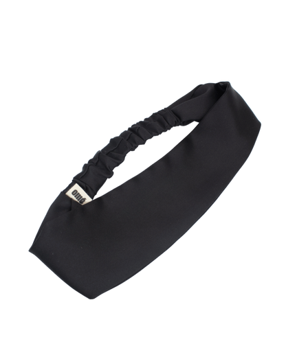 BLACK SILK SATIN HEADBAND