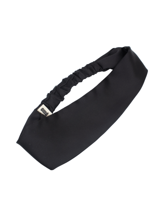 BLACK SILK SATIN HEADBAND
