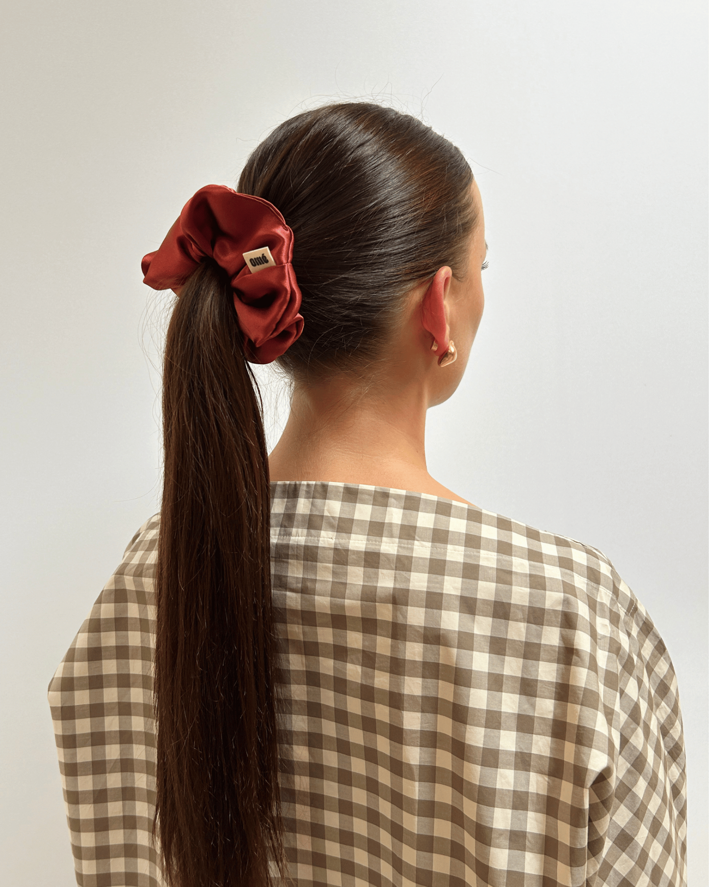 RED SILK SATIN SCRUNCHIE