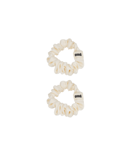 LOT MINI CHOUCHOUS CRÈME EN SATIN DE SOIE