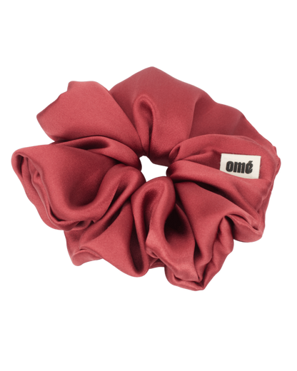 RED SILK SATIN SCRUNCHIE