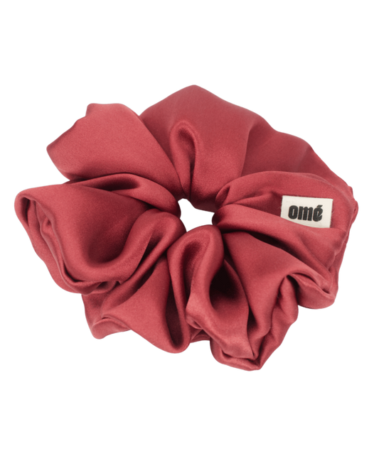 RED SILK SATIN SCRUNCHIE